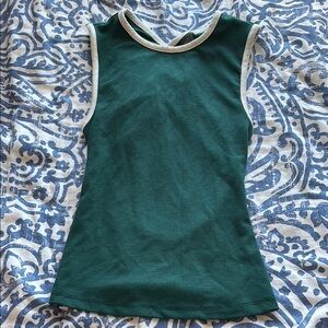 Wild Fable Green Ribbed Tank with White Edging